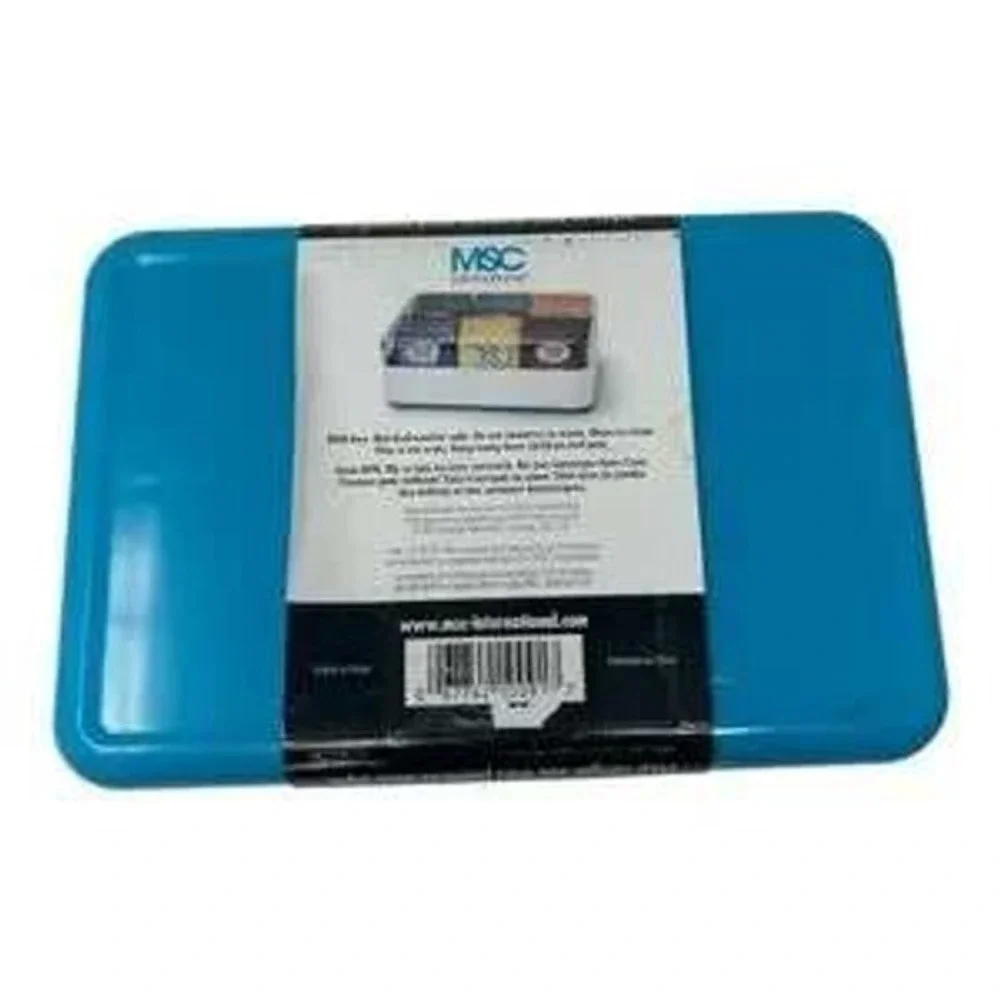 Joie MSC Tea Box Organizer 60 Tea Bag Holder Blue White Clear Lid BPA Free